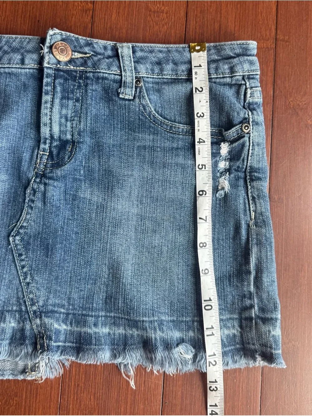 YASO Distressed‎ Denim Mini Skirt - Size 7/8 / 29